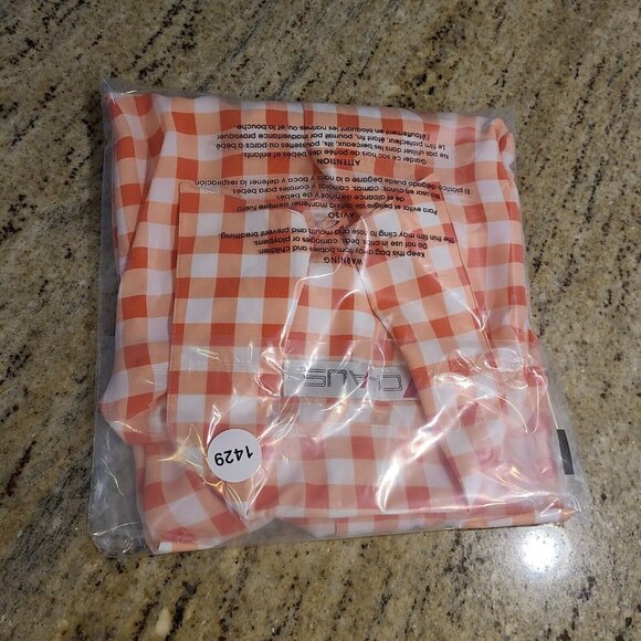 Chaus Vintage Womens Plus Size 16 Orange Check Button Short Sleeve Blous - Picture 12 of 12